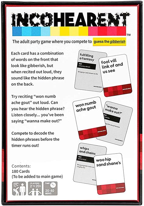 printable incoherent game|Incohearent: Family Edition Party Game: Rules and Instructions for How.